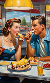 a young couple enjoying their meal