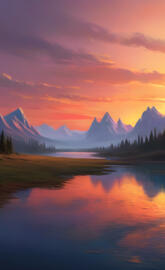 a lake with mountains in the background