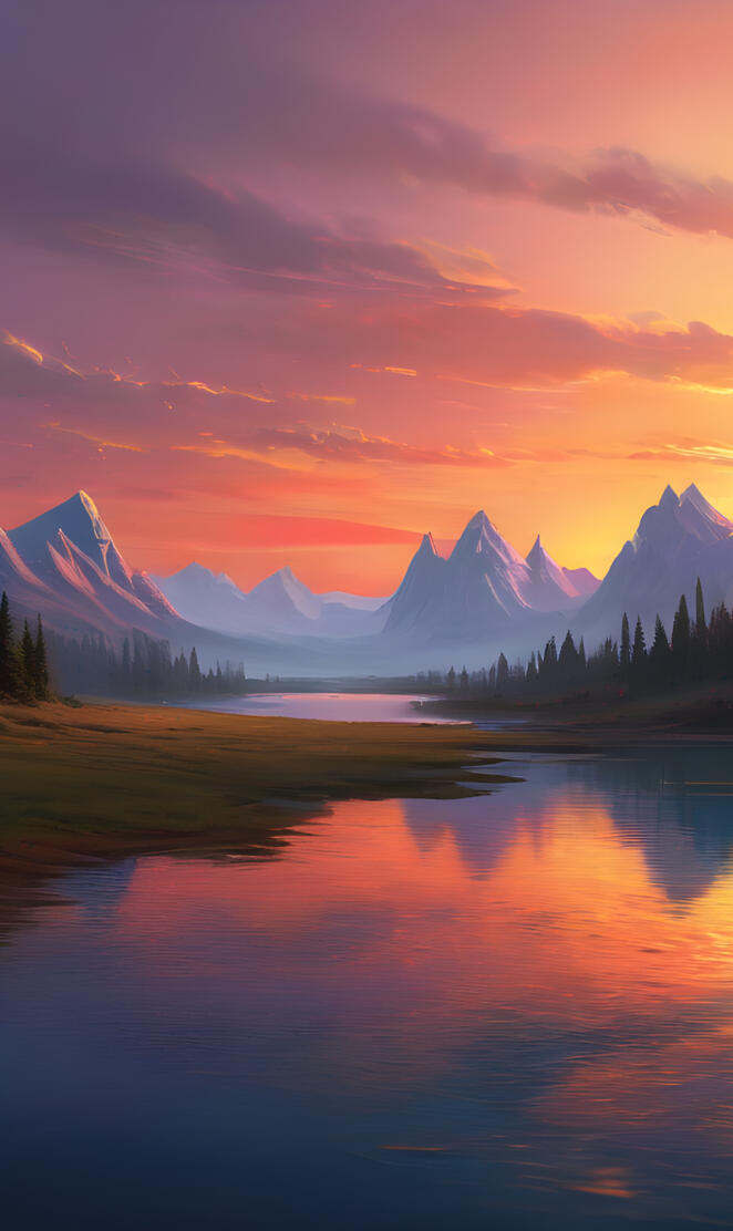 a lake with mountains in the background