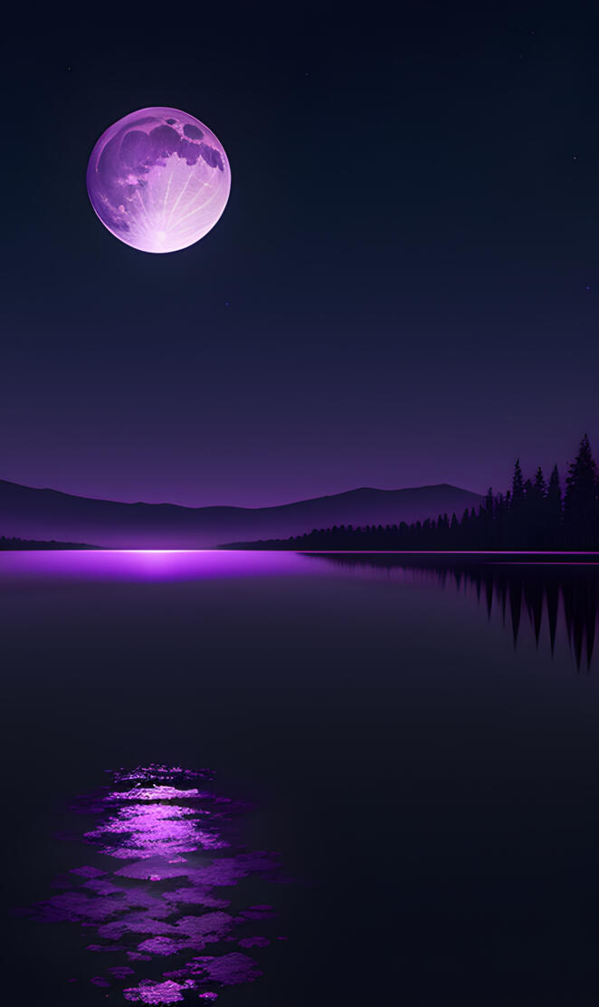 Purple Moonlit Lake