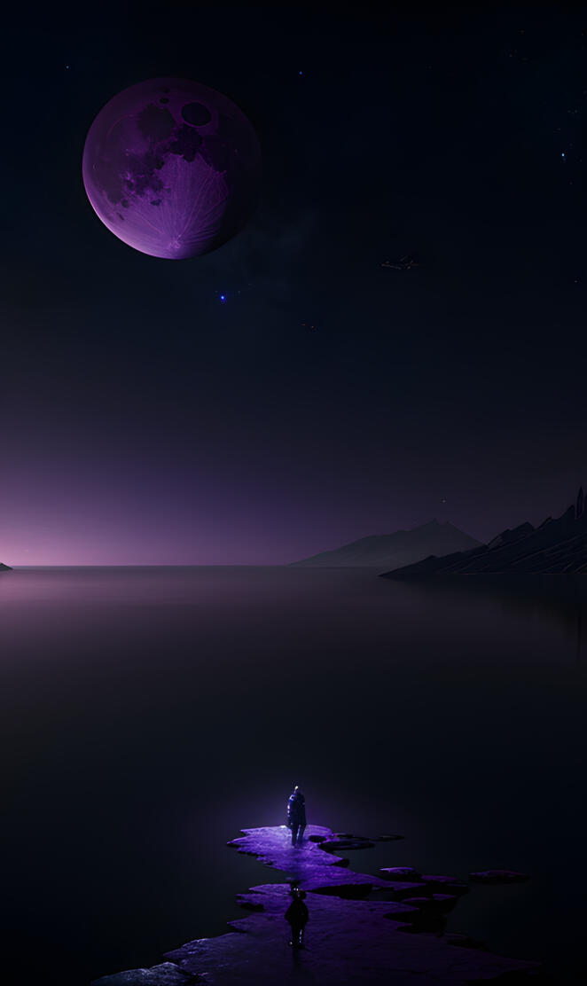 Purple Moonlight Lone Space Explorer