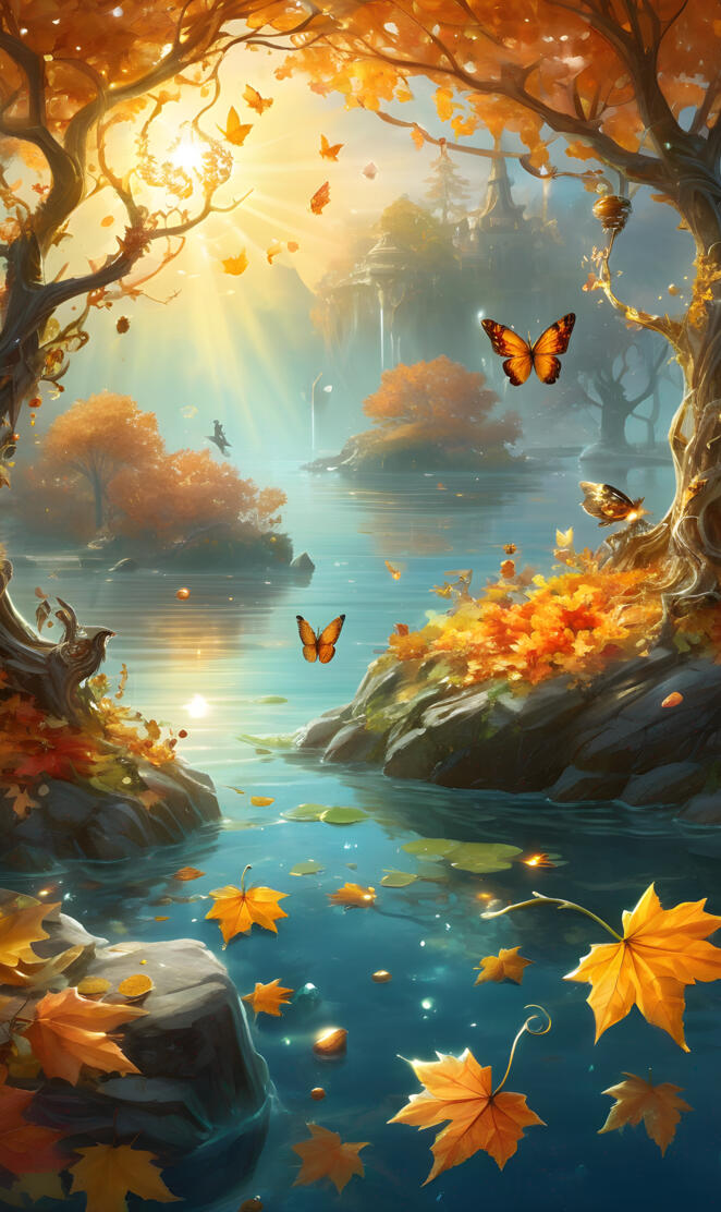 a pond with fish and plants