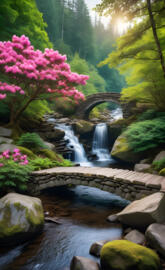 peaceful place near waterfall