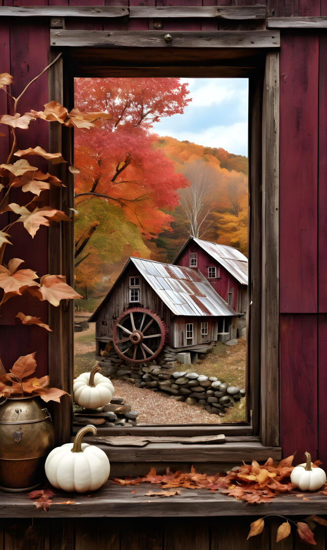 old country time fall view from the window