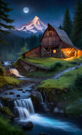 a cabin on a mountain