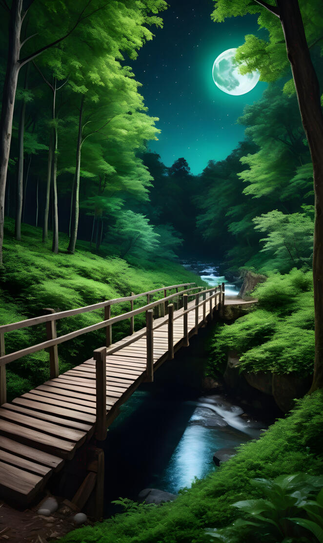 a wooden bridge over a river