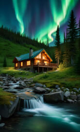 a cabin in the mountains