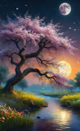 pink leaning flower tree