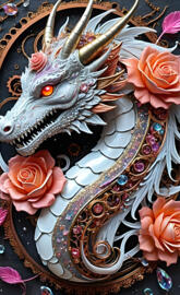 art of a dragon with flowers