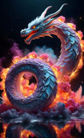 a dragon with a long tail