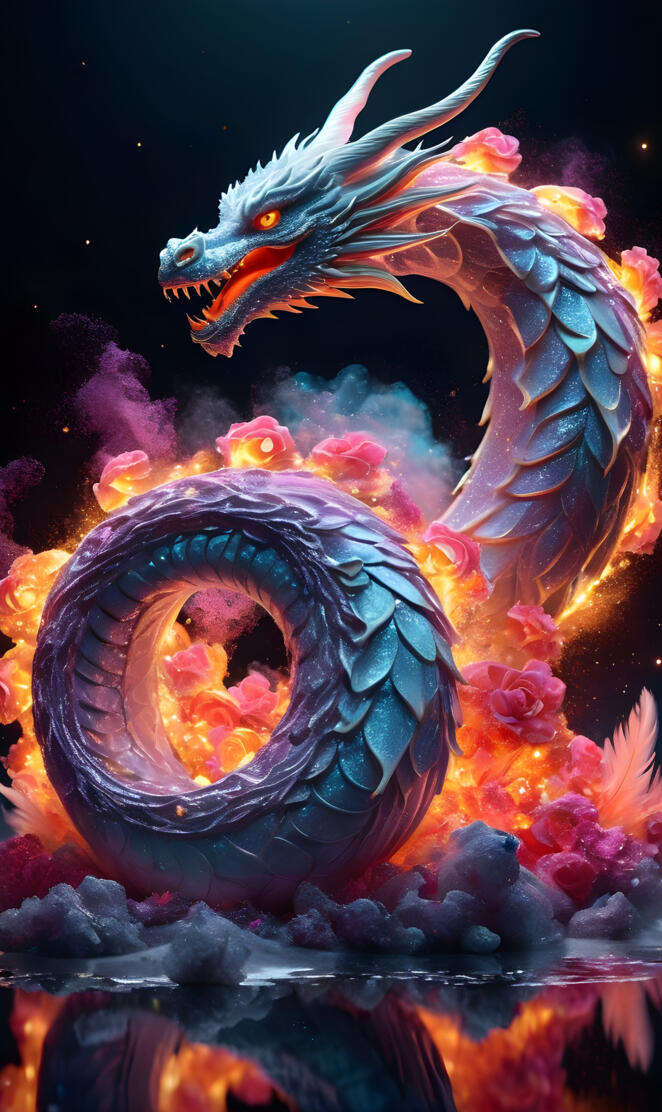 a dragon with a long tail