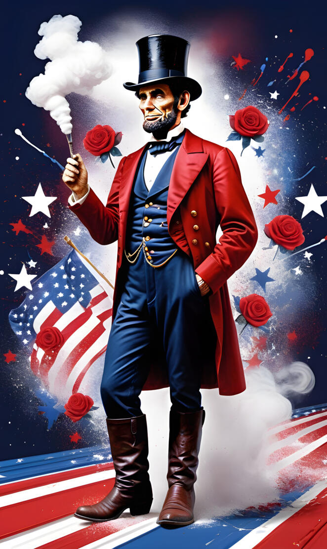 a man in a uniform holding a flag and a hat