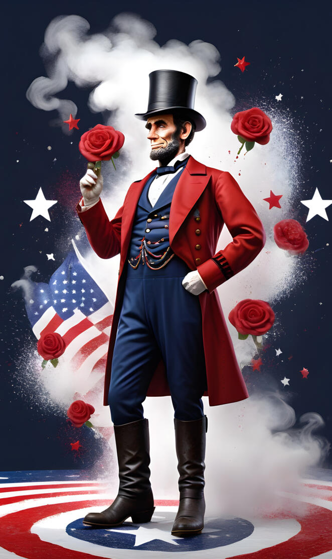 a man in a uniform holding a flag and a hat