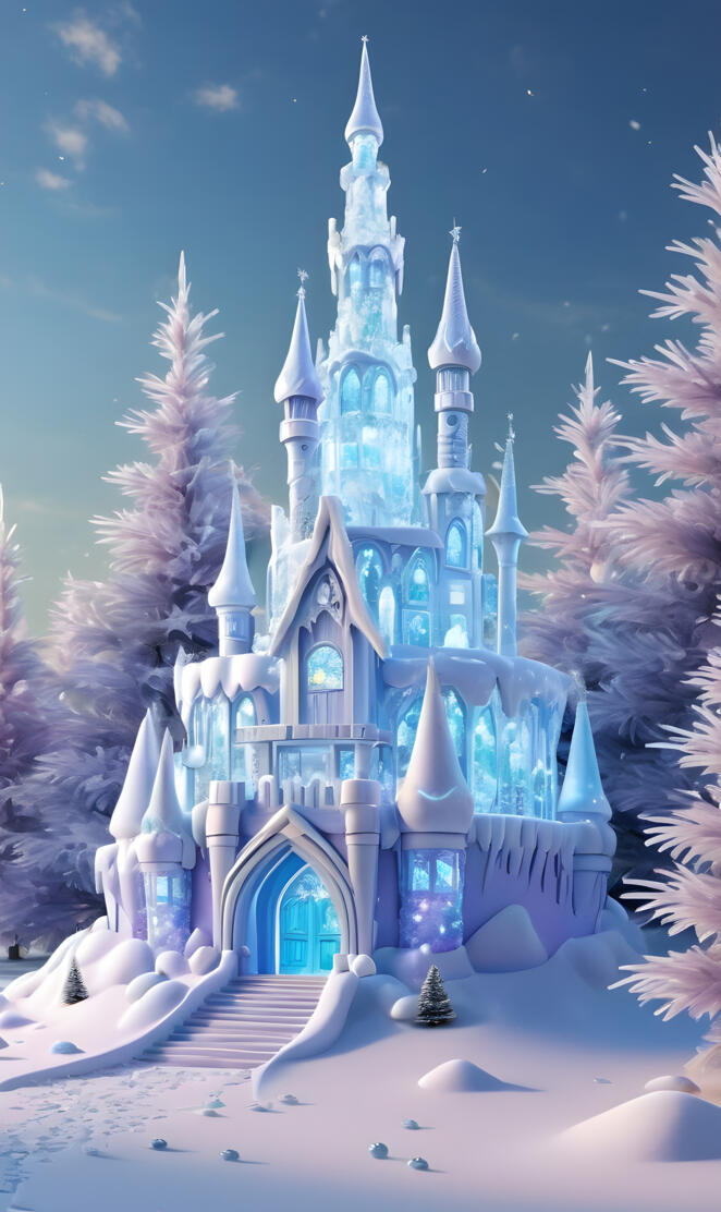 a castle with snow on the ground