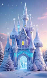 a castle with snow on the ground