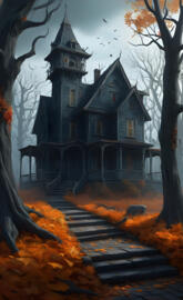 Spooky, fall, haunted house