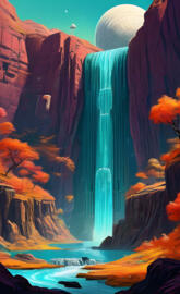 waterfall on modern base