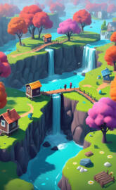 a painting of a garden