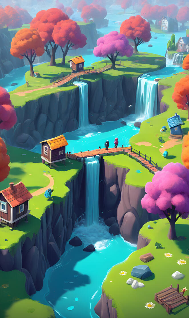 a painting of a garden