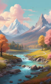 pastel fall landscape
