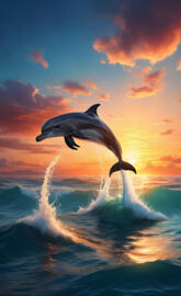dolphins leaping