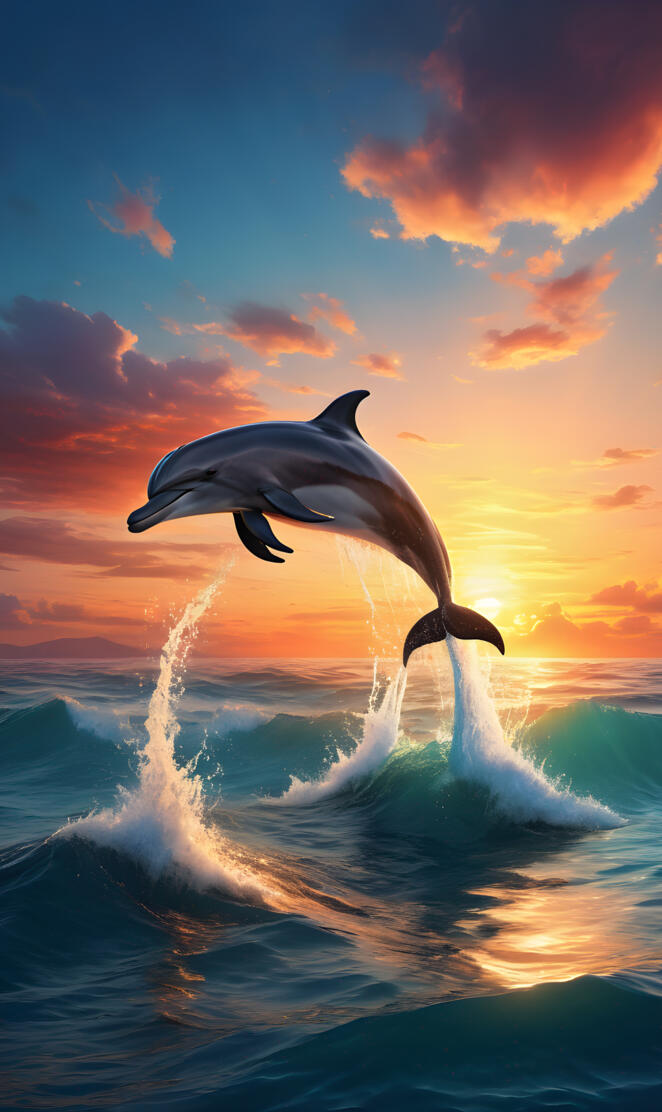 dolphins leaping