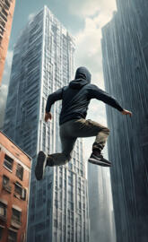 a man jumping in the air