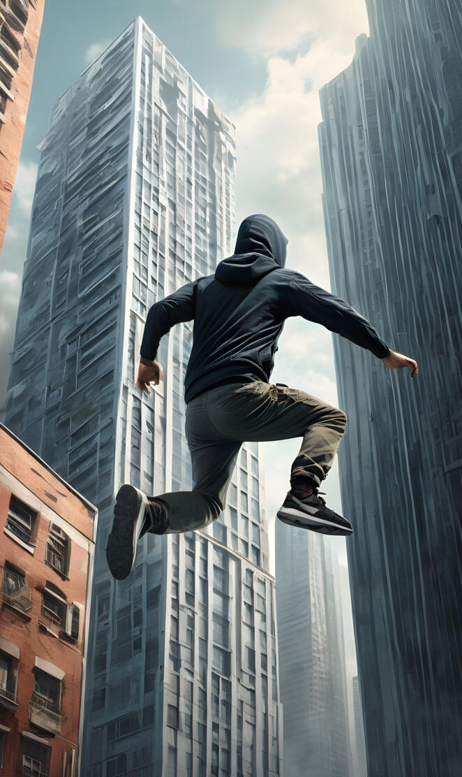 a man jumping in the air