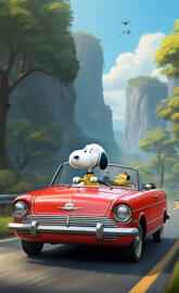 snoopy driving