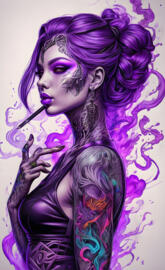 Tattooed-girl smoke Neon