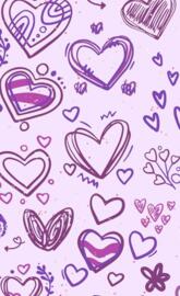Purple hearts drawing