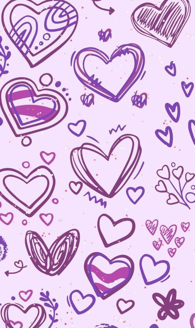Purple hearts drawing