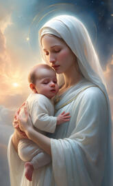 Mother Mary Holding Baby Jesus