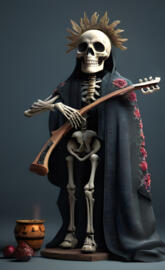 a skeleton holding a sword
