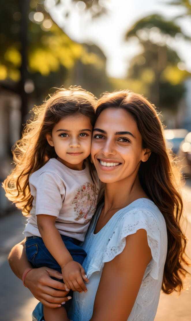 a person holding a child