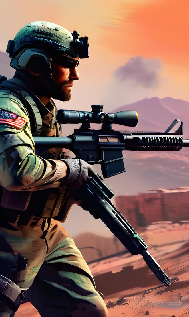 a soldier holding a gun