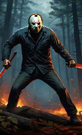 Jason holding a machete