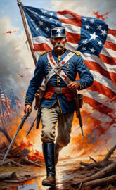 a man holding a flag