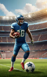 a football player holding a football