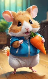 a hamster holding a carrot