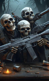 skeleton holding a gun