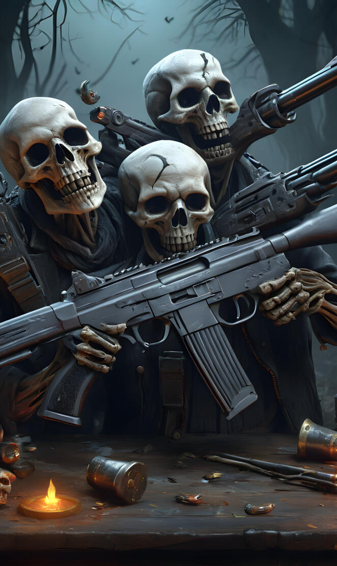 skeleton holding a gun