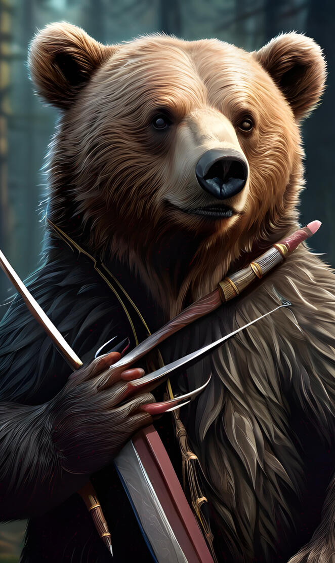 a bear holding a violin