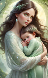 a woman holding a baby