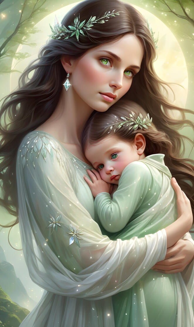 a woman holding a baby