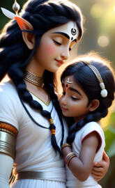 a woman holding a baby