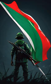 a person holding a flag