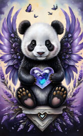 a panda holding a crown