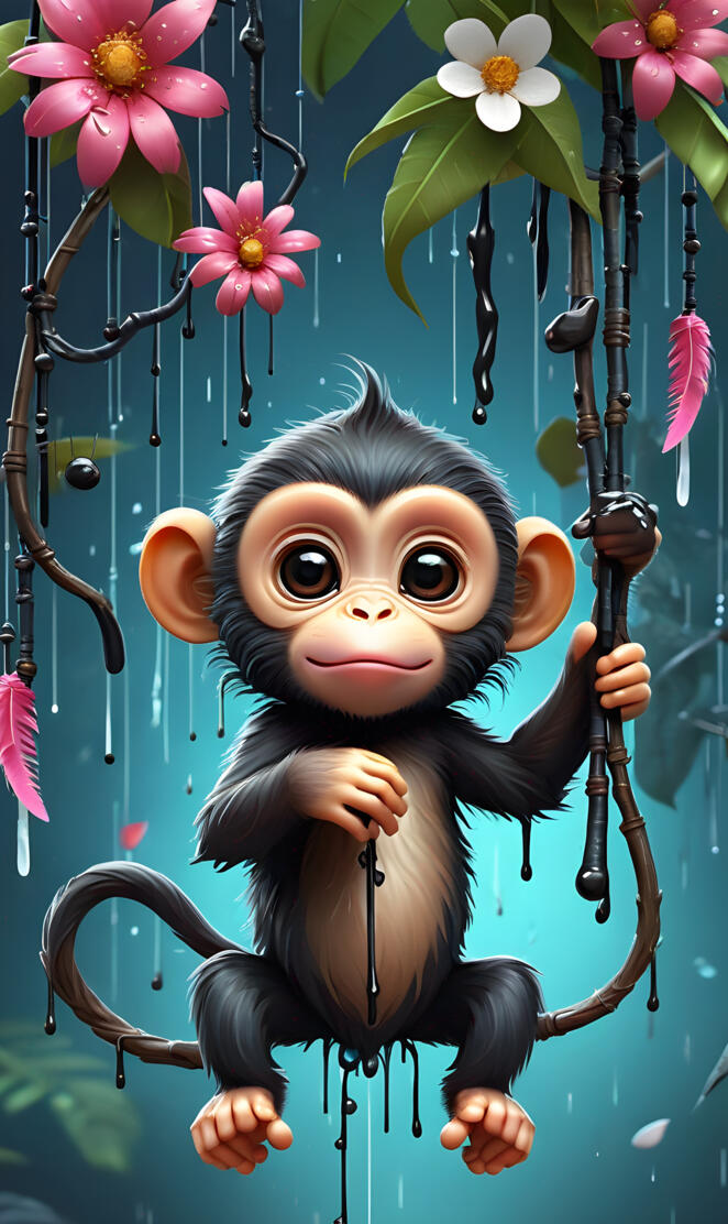 a monkey holding a stick