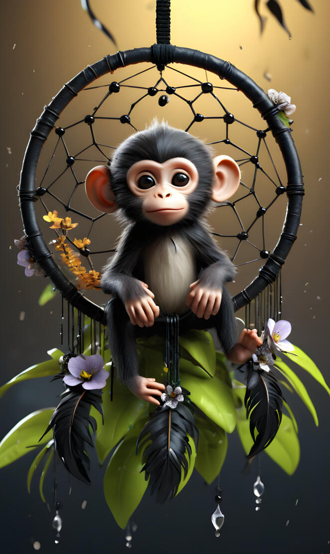 a monkey holding a flower